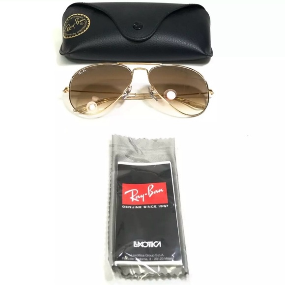 Ray-Ban Gold and Brown Aviator Sunglasses - Picture 1 of 4